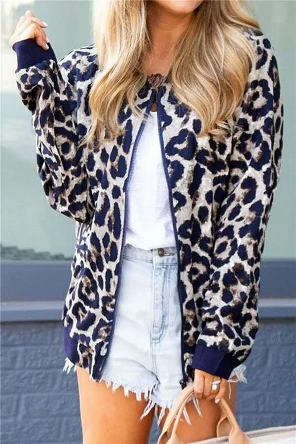 Streetwear Leopard Zip Jackets