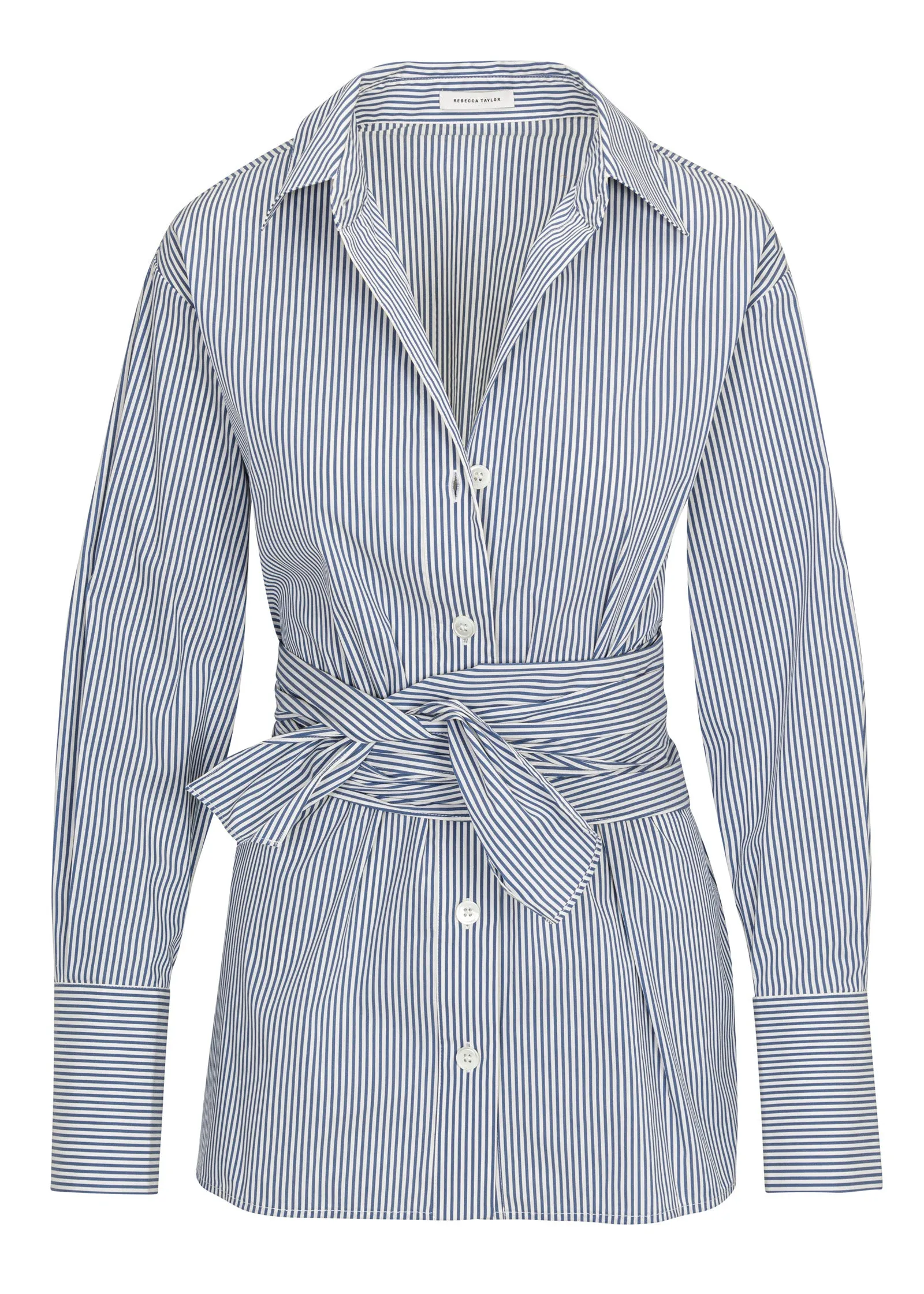 Stripe Poplin Wrap Blouse