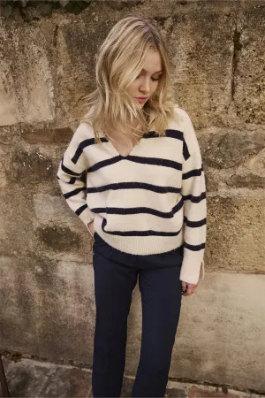 Striped Polo Style Sweater