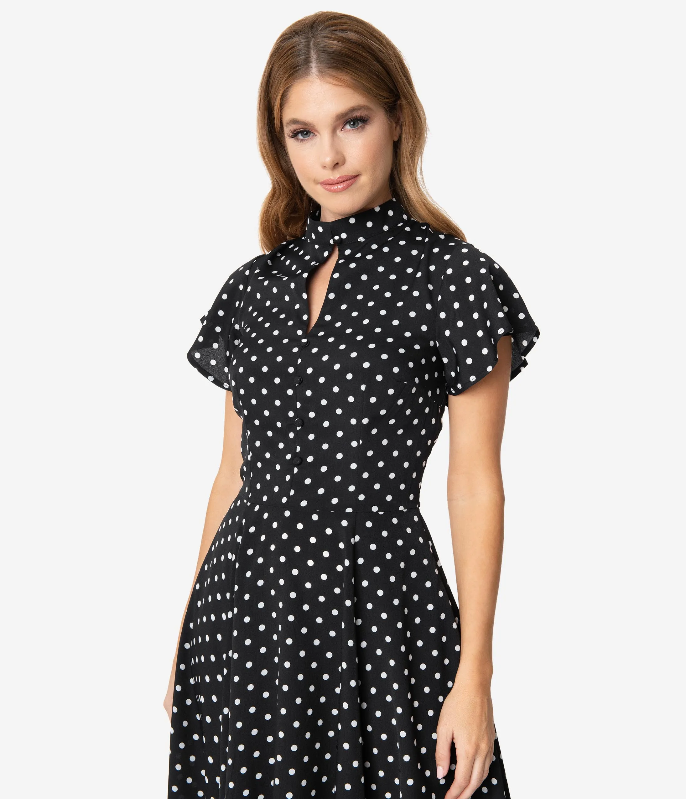 Unique Vintage 1950s Black & White Polka Dot Baltimore Swing Dress