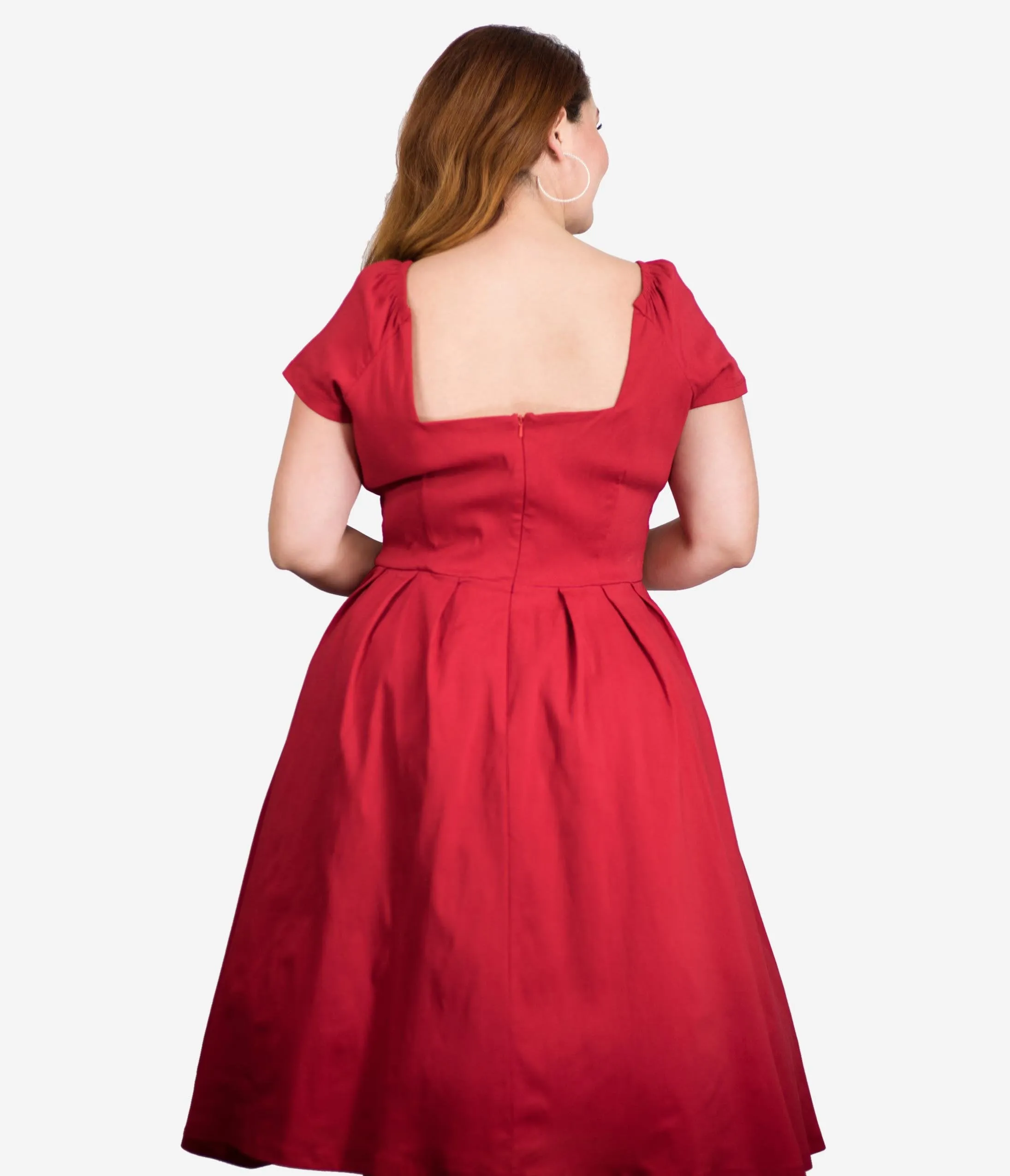 Unique Vintage Plus Size 1950s Red Sweetheart Midge Swing Dress