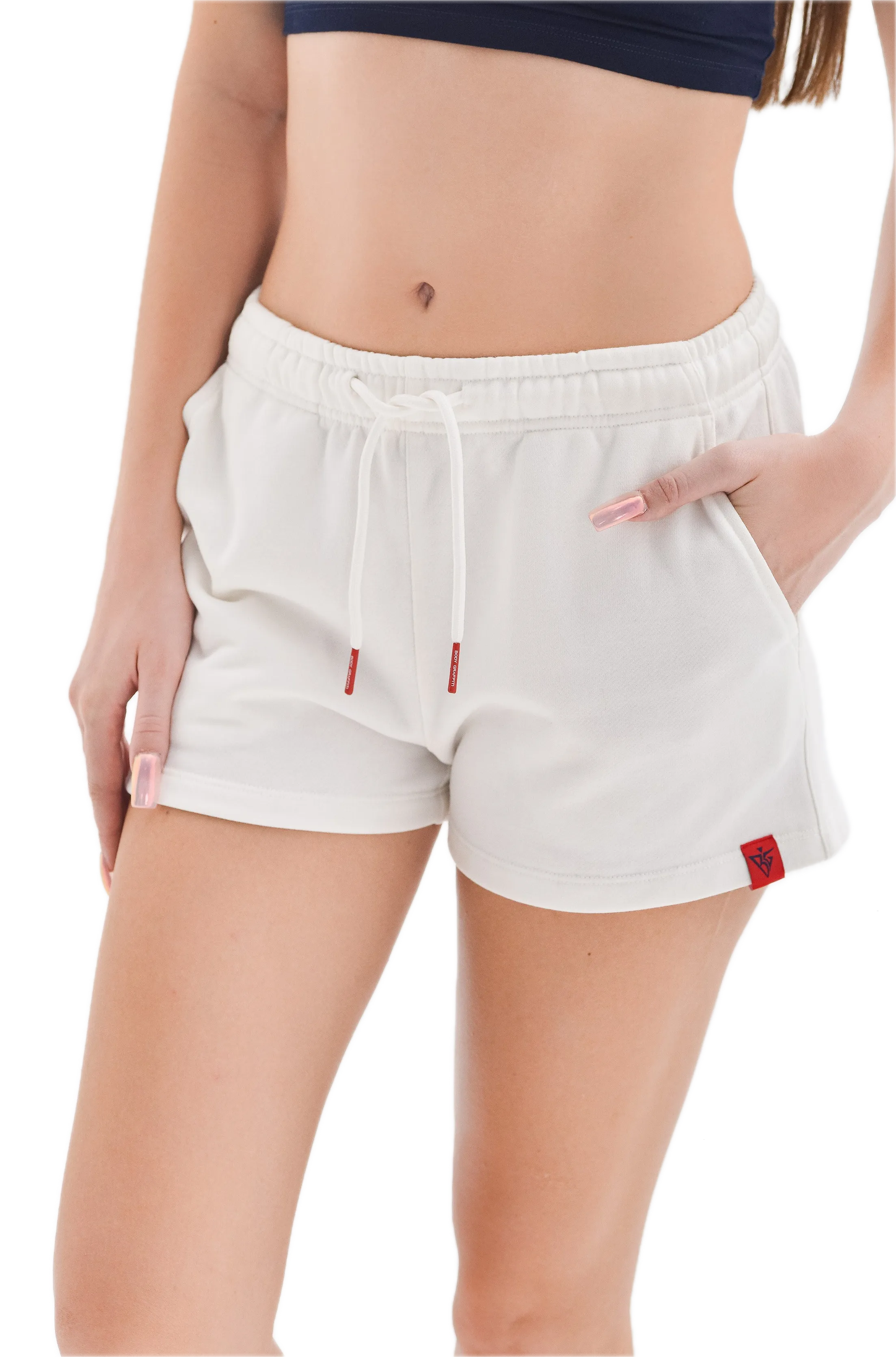 Women's White French Terry Shorts