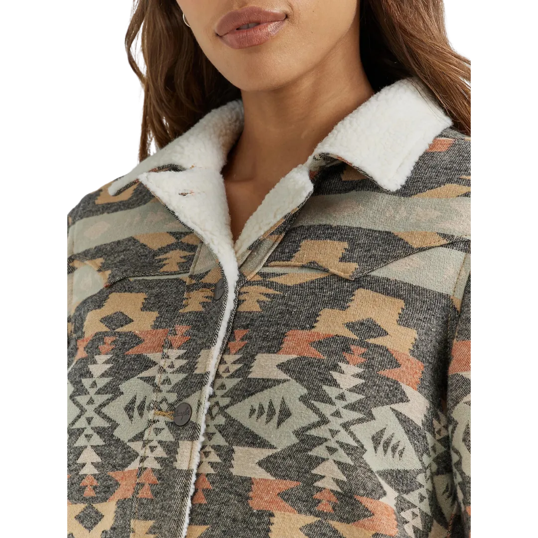 Wrangler Women's Sherpa Lined Southwestern Barn Grey Jacket